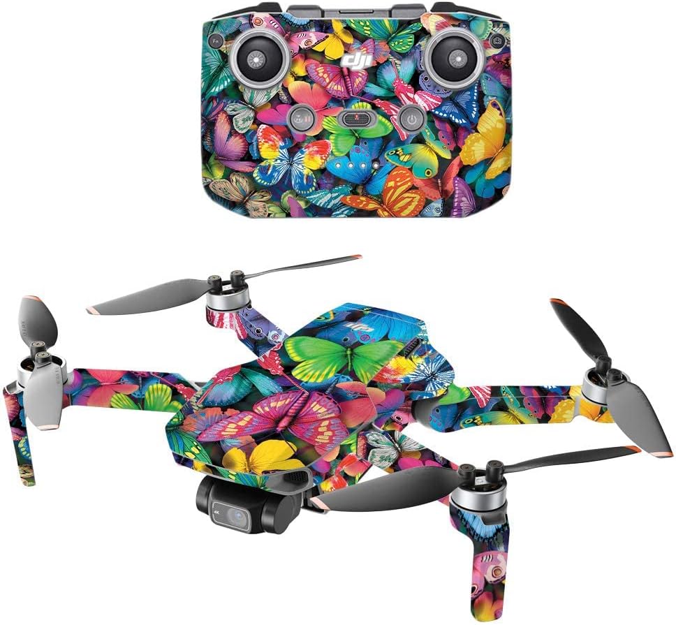 MightySkins – Compatible con DJI Mini 2 Dron portátil – Fiesta de mariposas  Funda protectora de vinilo duradera y única  Fácil de aplicar, quitar y