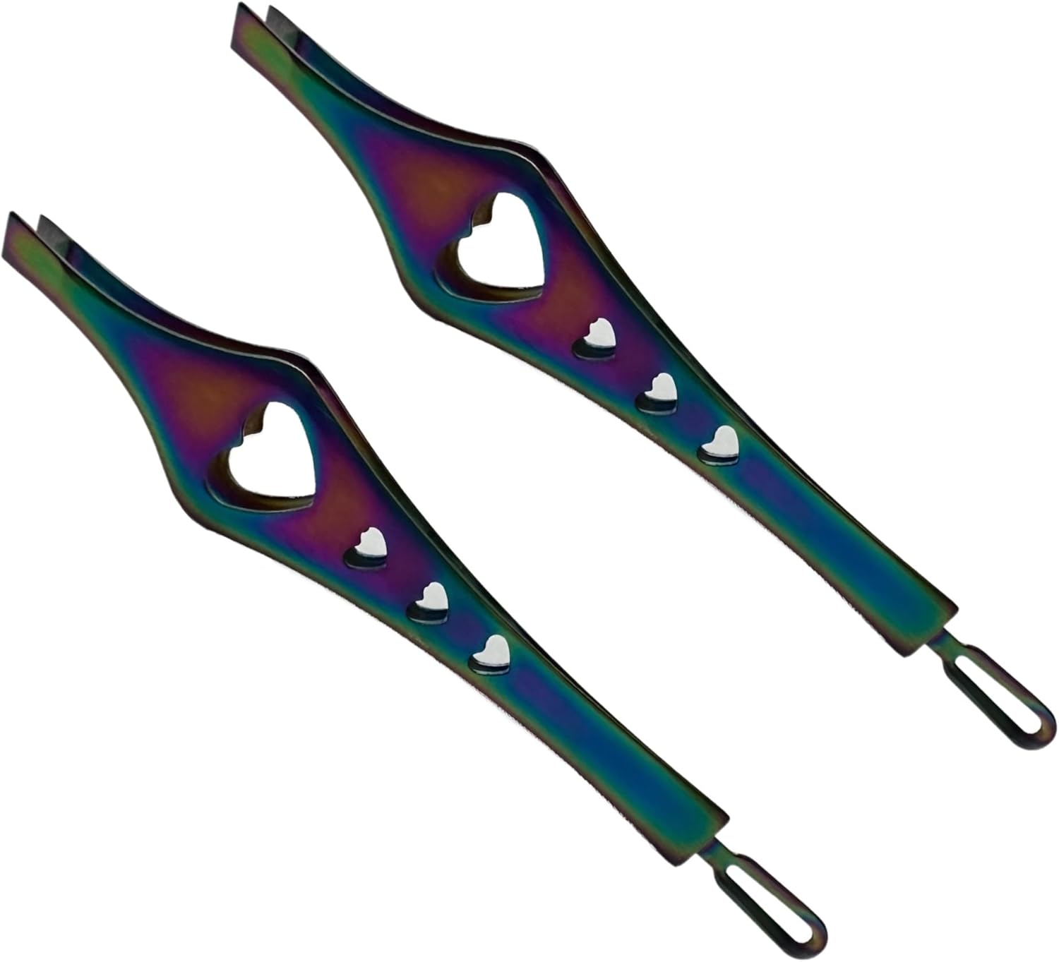 Pinzas de doble punta 2 en 1 de arco iris, pinzas de precisión inclinadas afiladas para cejas y depilación encarnada, herramienta para el cuidado de