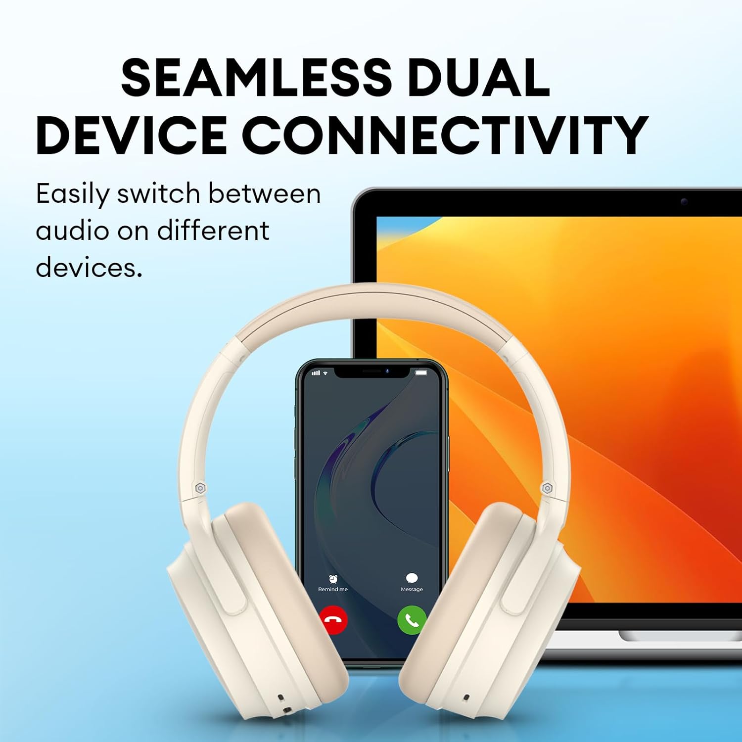 Edifier WH700NB Auriculares con cancelación activa de ruido, tiempo de reproducción de 68 horas, cancelación de ruido de llamada AI, conexión de