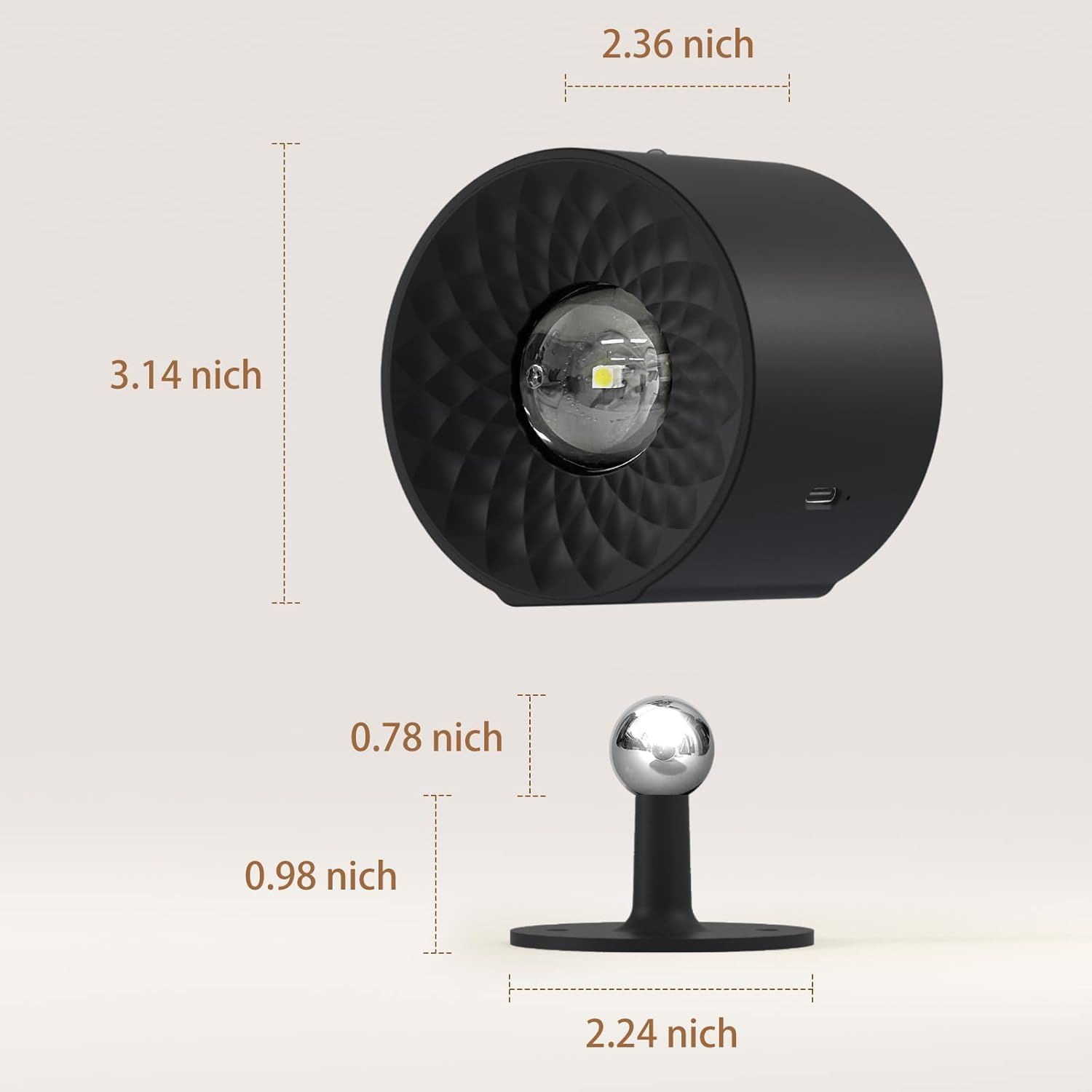 Aplique de pared LED arriba y abajo doble lámpara con 4 brillo regulable, 3 colores, bola magnética extraíble inalámbrica de rotación de 360,