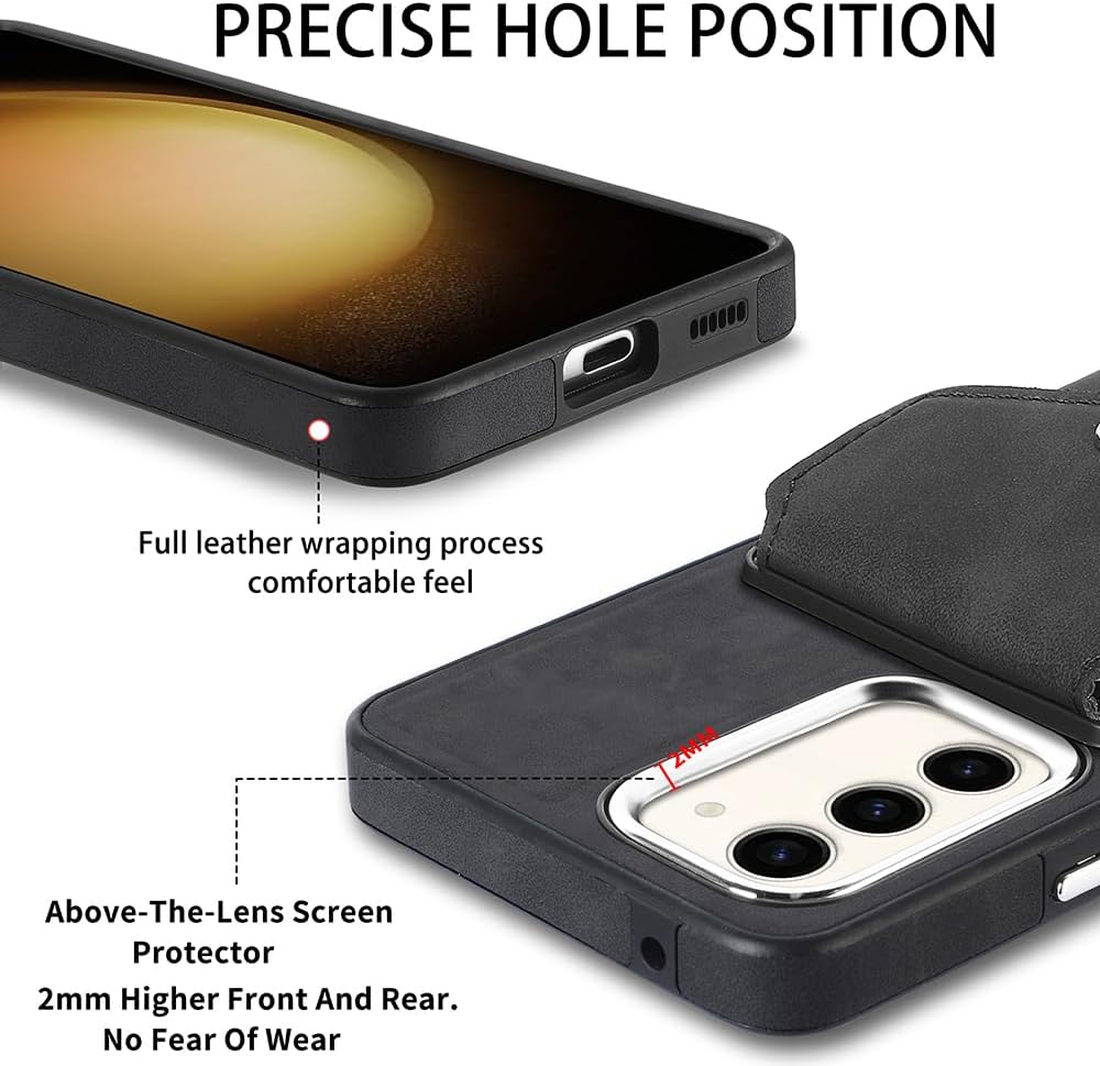 Asuwish Funda tipo cartera compatible con Samsung Galaxy S23 Plus S23+ 5G y protector de pantalla de vidrio templado, soporte para tarjetas, soporte