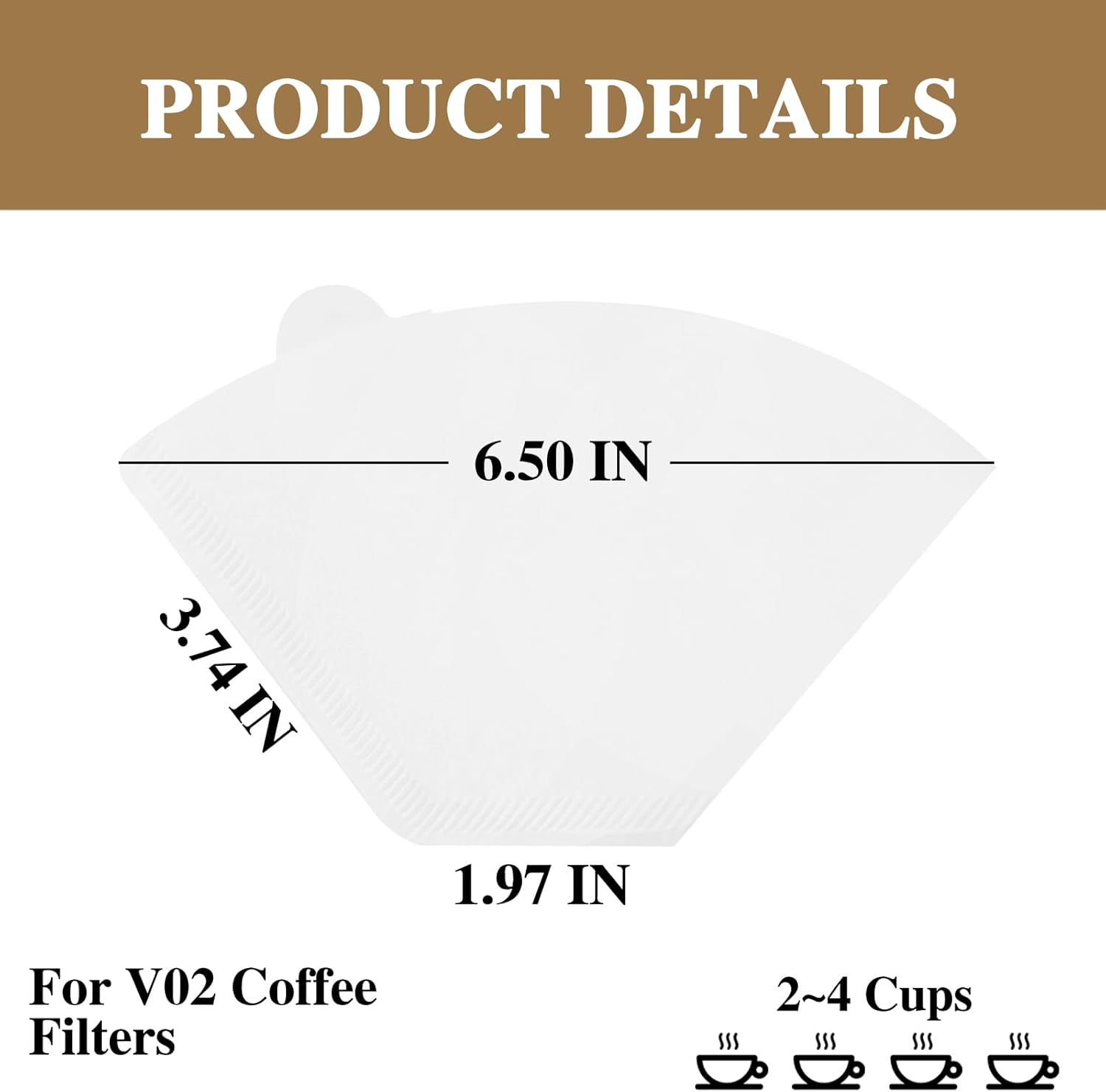 Filtros de café de papel, 200 unidades, desechables, para café preparado a mano (blanco, grande)