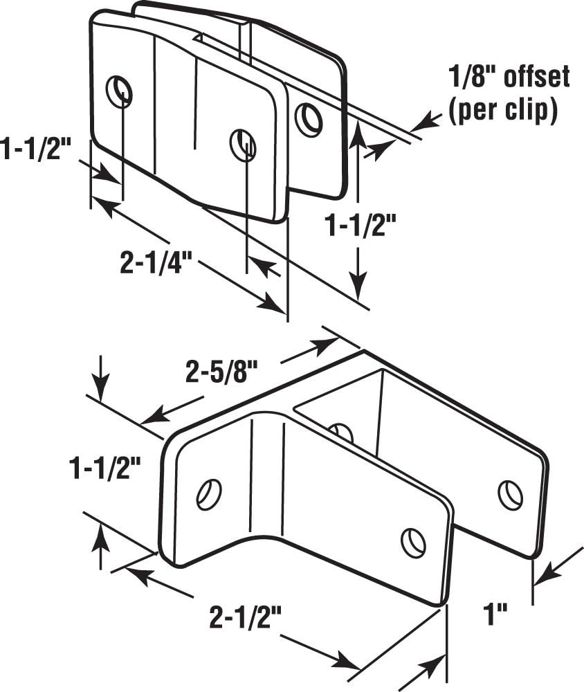 656-2899 Kit de soporte de alcoba, para paneles de 1 pulgada, aleación de zinc, acabado cromado (paquete individual)