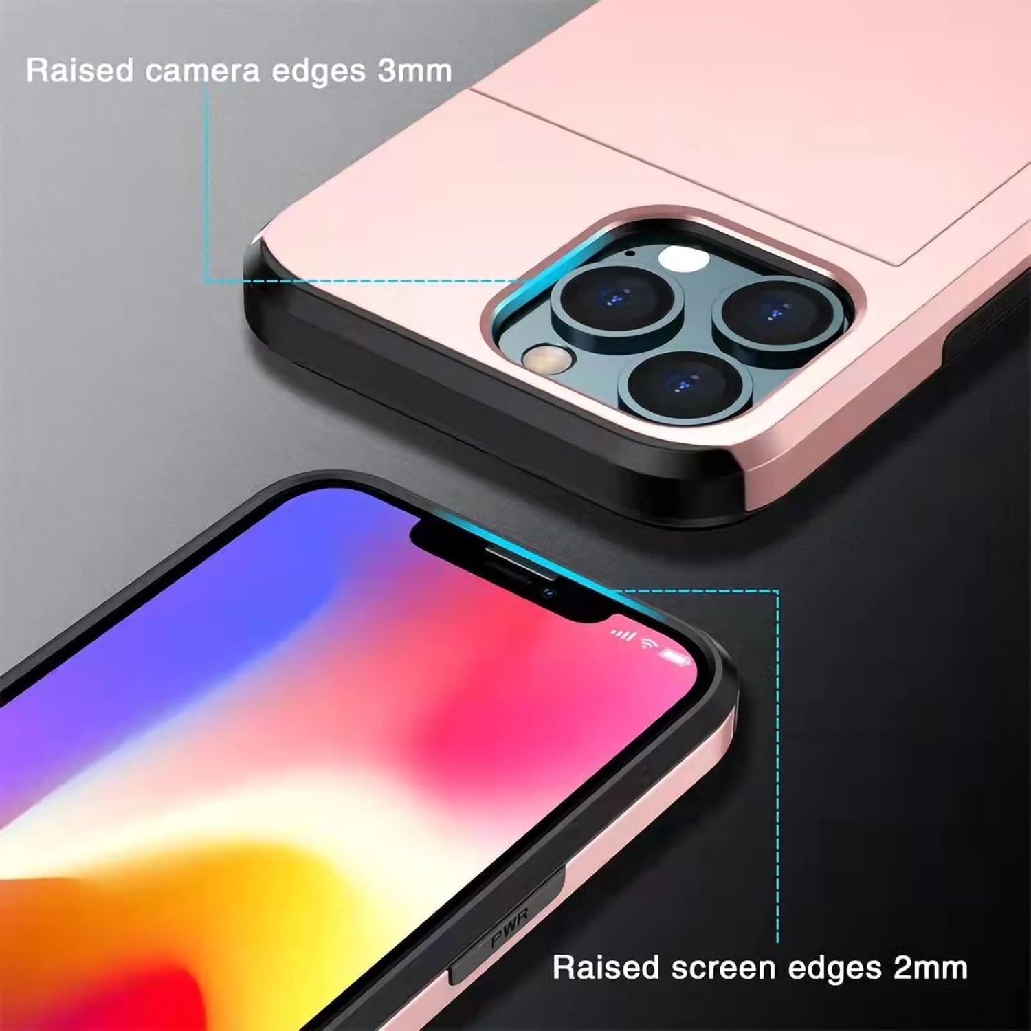 Funda híbrida compatible con iPhone 13 Pro, funda tipo cartera híbrida para iPhone, tarjetero, protección resistente, a prueba de golpes,