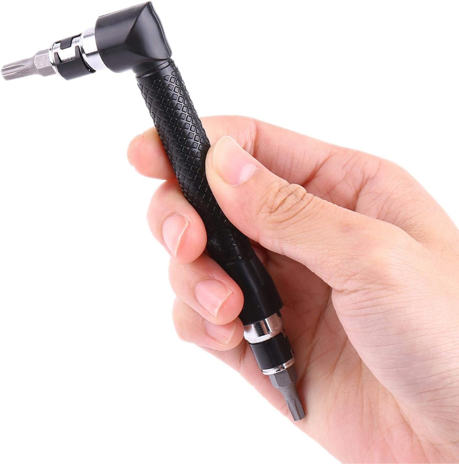 Mango de extensión en forma de L de doble cabeza hexagonal destornillador con 10 puntas de destornillador, 14 de pulgada de doble cabeza hexagonal