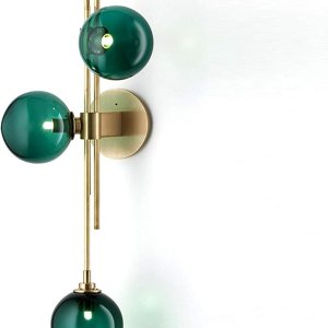 Aplique de pared moderno de mediados de siglo, 3 luces de globo de vidrio, elegante lámpara de pared decorativa de vidrio verde transparente para Aplique de pared moderno de mediados de siglo, 3 luces de globo de vidrio, elegante lámpara de pared decorativa de vidrio verde transparente para