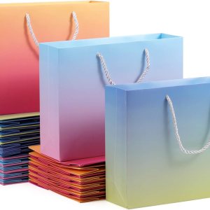 EUSOAR Bolsas de regalo de papel, 30 unidades de 3 colores mezclados de 10.6 x 3.1 x 8.3 pulgadas, bolsas de compras de papel kraft con asas, bolsas EUSOAR Bolsas de regalo de papel, 30 unidades de 3 colores mezclados de 10.6 x 3.1 x 8.3 pulgadas, bolsas de compras de papel kraft con asas, bolsas