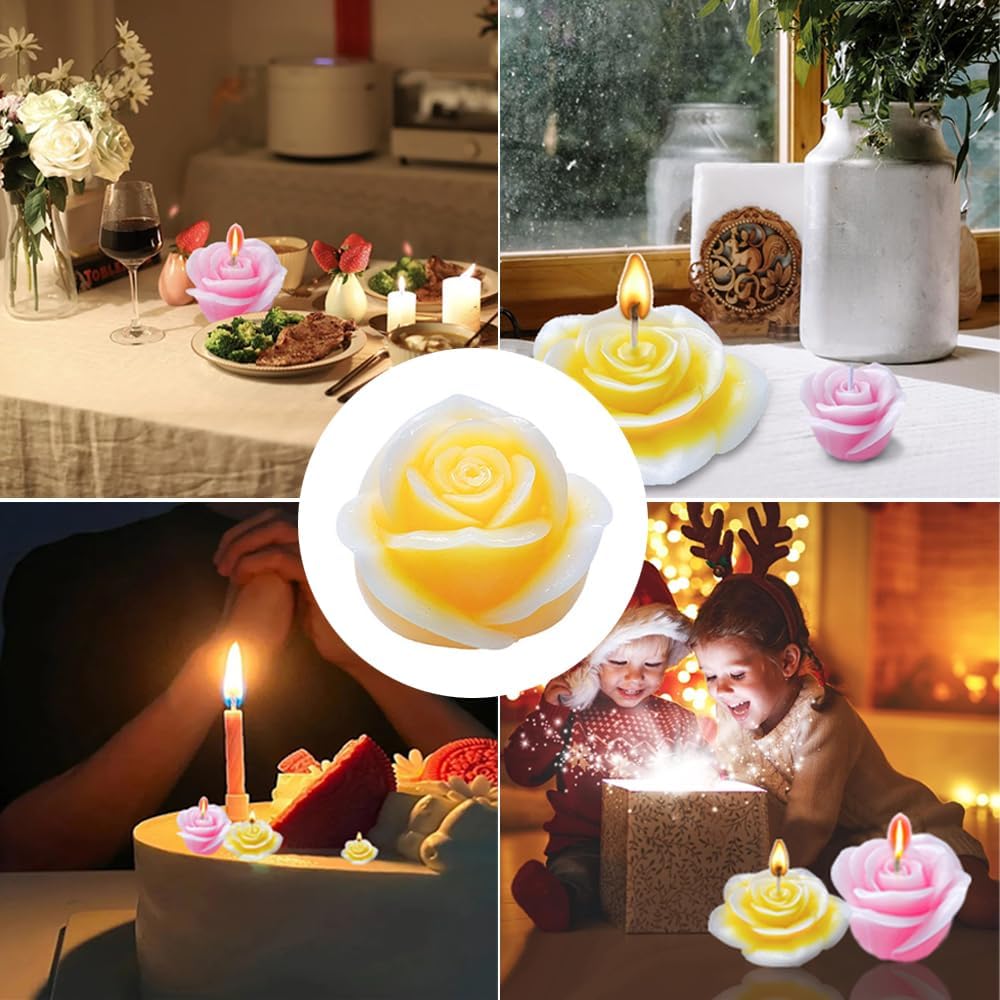 2 moldes de silicona para velas de flores, moldes de vela de resina 3D, kit de moldes de flores en forma de rosa para pasteles hechos a mano, jabón,