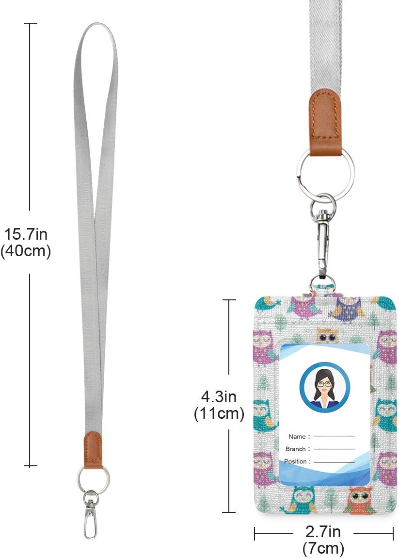 Soporte para tarjetas de identificación de búho con cordón, soporte vertical de cuero para personal de oficina, profesor de escuela y estudiante