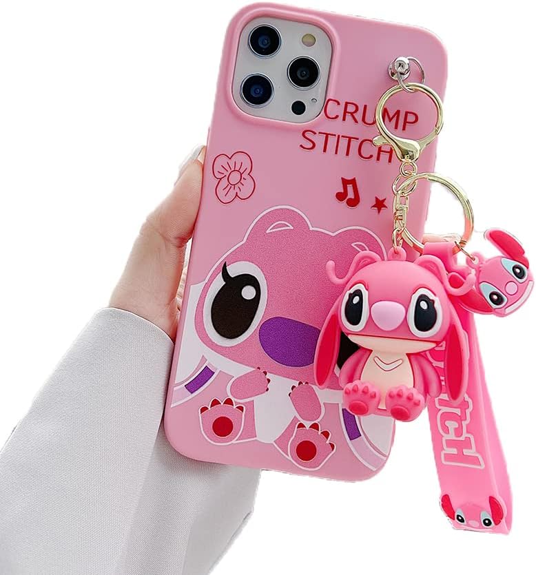 iFiLOVE Funda para iPhone 13 Pro Max Stitch, para niñas, niños, mujeres, niños, lindo personaje de dibujos animados con correa colgante, delgada y