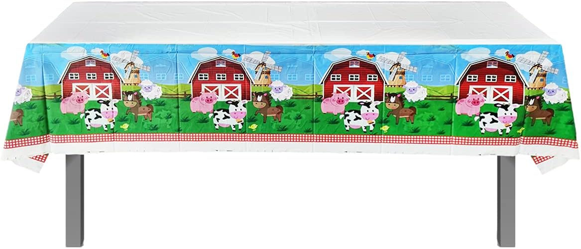 Juego de vajilla de fiesta de animales de granja, 20 platos y 20 servilletas y mantel de 71 x 42 pulgadas, suministros de decoración de fiestas
