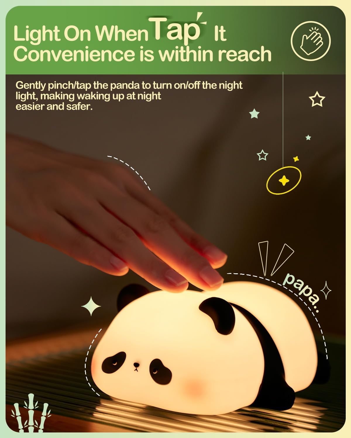 Linda luz nocturna de panda, lámpara LED de noche de animales, de silicona de grado alimenticio, 3 niveles regulables, luz nocturna para lactancia