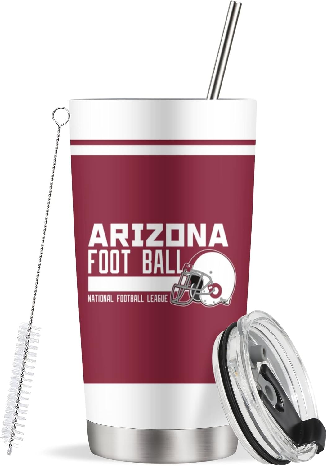 Arizona – Vaso personalizado de 20 onzas con tapas y pajita, taza de café de viaje personalizada, vasos aislados, regalo de fútbol para hombres,