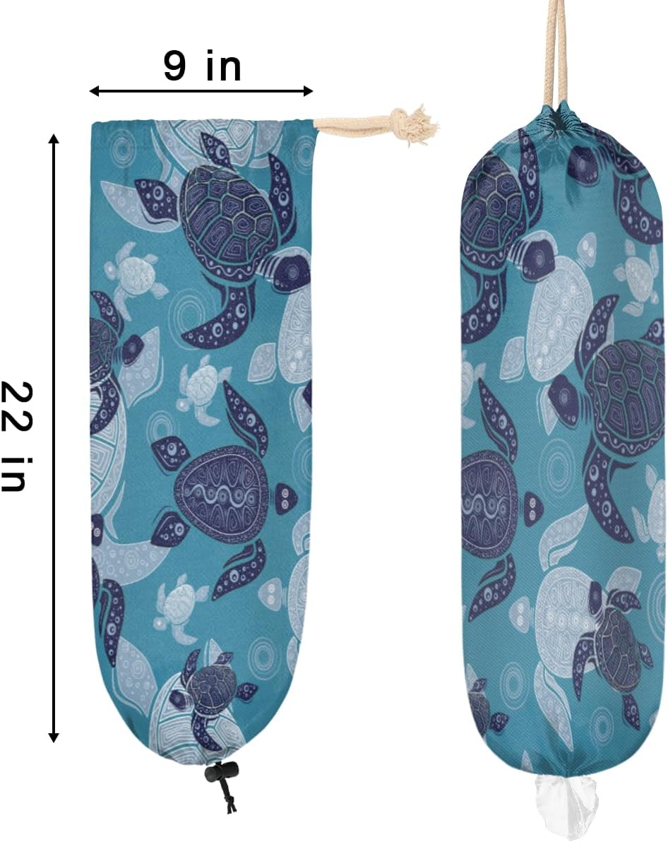 Soporte para bolsas de plástico con diseño de tortuga marina, lavable, grande, soporte para bolsa de comestibles, organizador de bolsas de plástico,