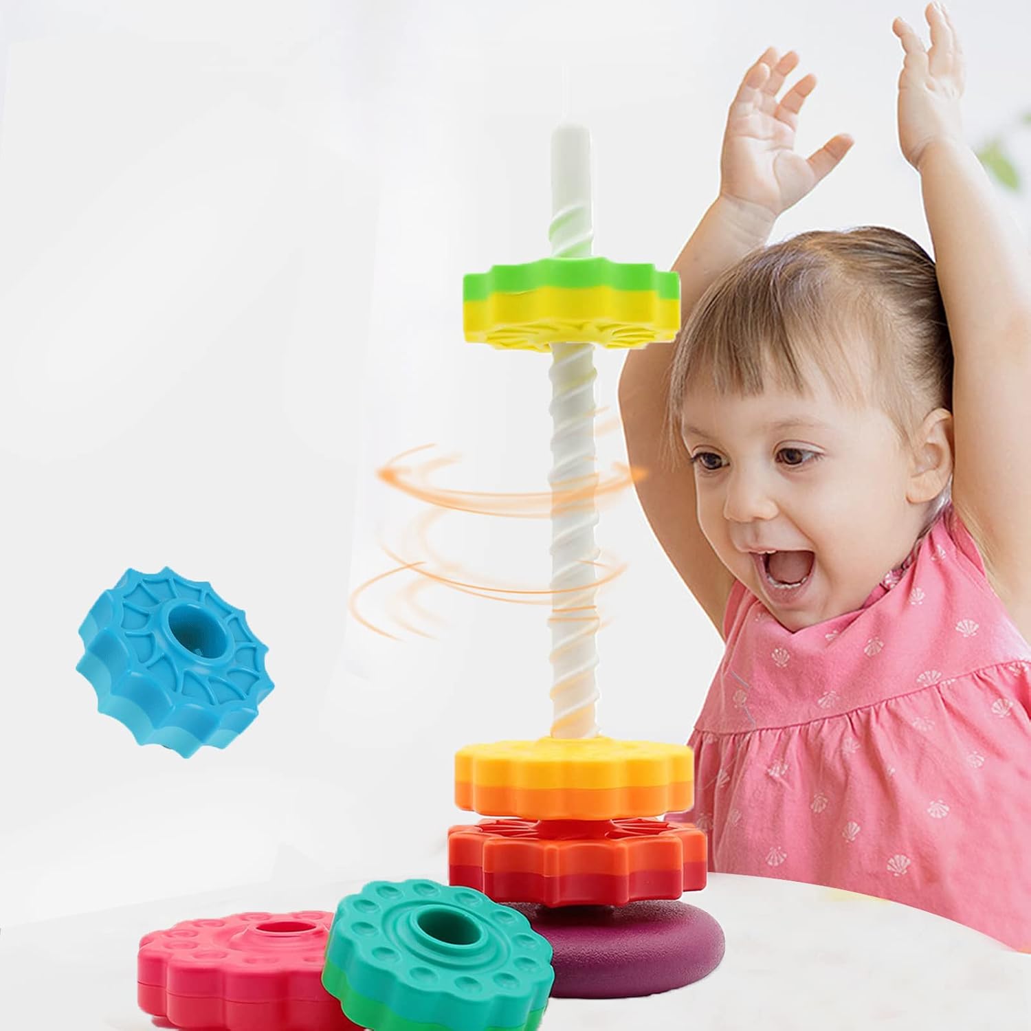 BYFWH Juguete apilable para bebés, juguete apilable prémium para niños, juguete apilable giratorio para bebés y niños pequeños, juguete educativo de