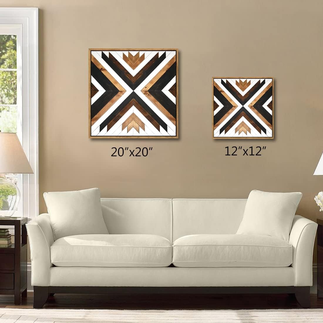 Loomarte Lienzo decorativo para pared, diseño abstracto, rústico, negro, blanco y marrón, paneles de madera, pintura retro vintage, impresión de