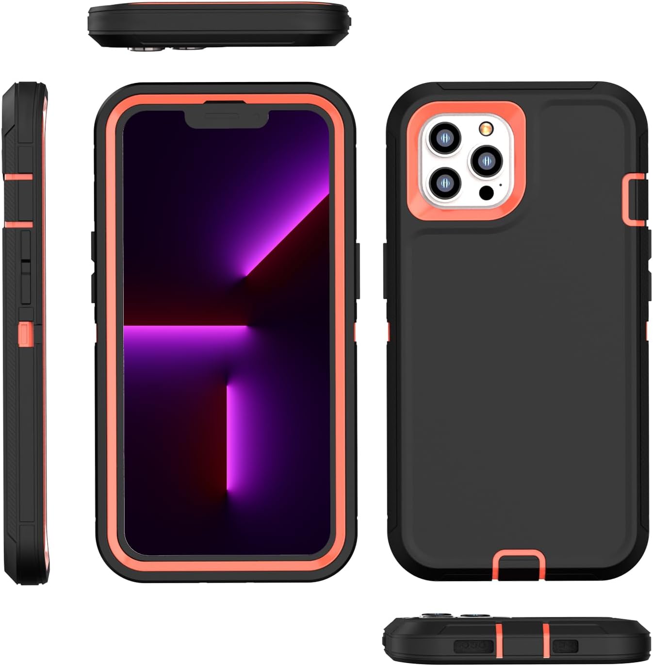 FEIYAR HOME Funda resistente para iPhone 13 Pro Max con 2 protectores de vidrio templado y protector de lente de cámara, grado militar, a prueba de