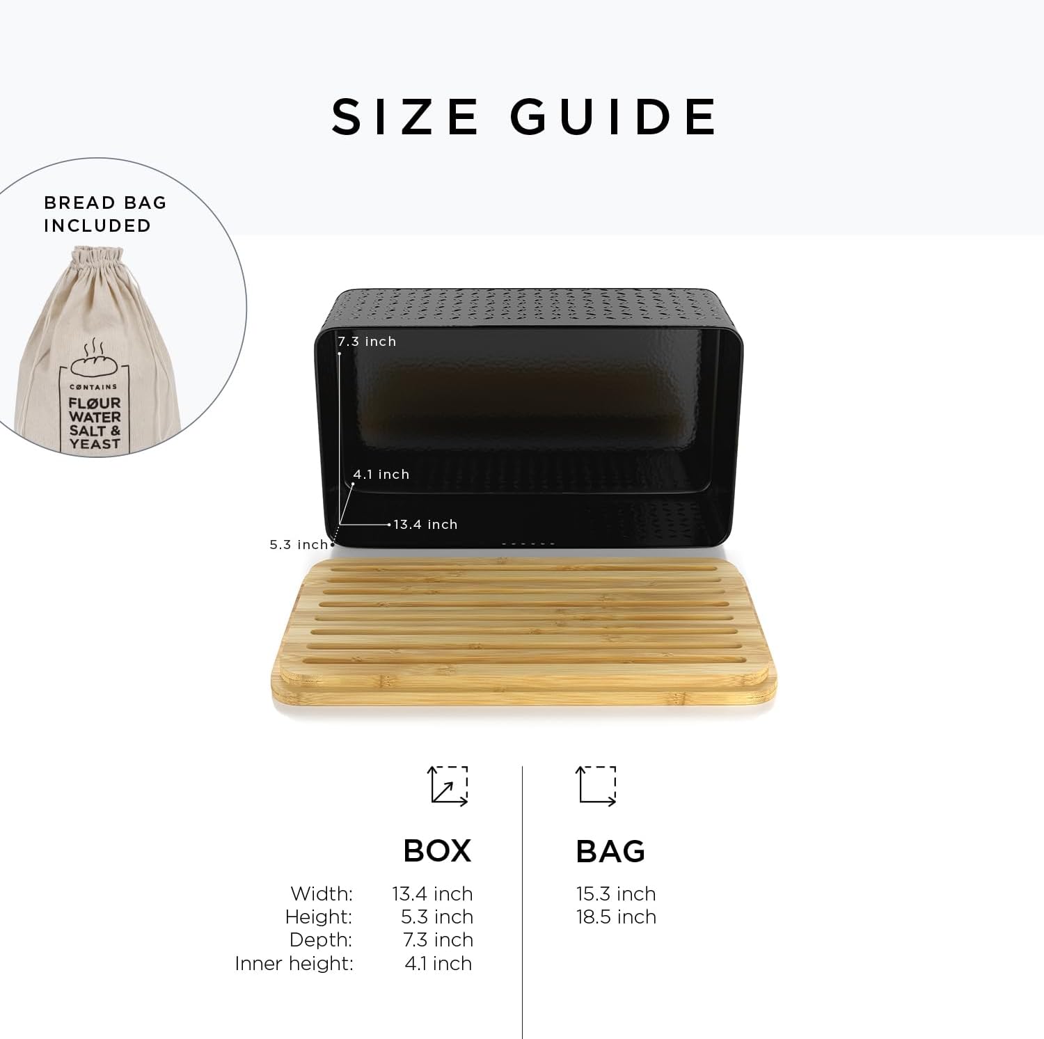 LARS NYSØM Panera I Caja de pan de metal con bolsa de pan de lino para una frescura duradera I Caja de pan con tapa de bambú utilizable como tabla