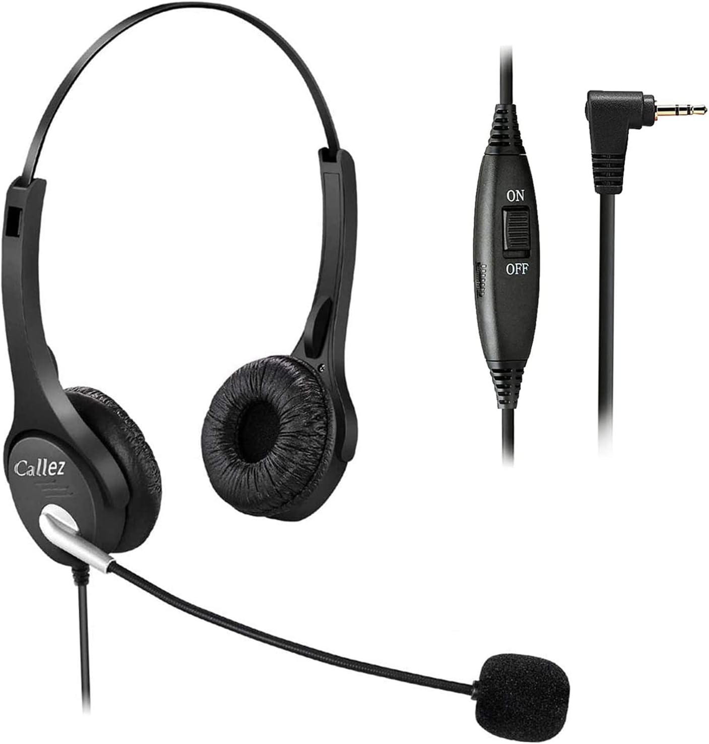Call Center – Auriculares de teléfono de 0.098 in con micrófono con cancelación de ruido, teléfono fijo con control de volumen para AT&T ML17929