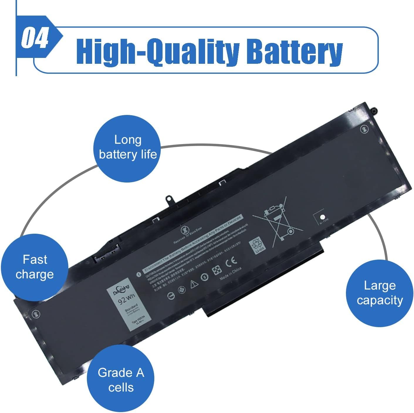 Dentsing VG93N – Batería para portátil compatible con Dell Precision 15 3520 3530 E5580 E5590 5591 Series Notebook VG93N 0VG93N WFWKK 0WFWKK Batería
