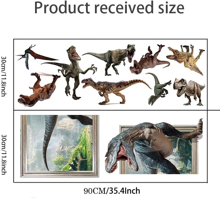 10 calcomanías de pared de dinosaurio 3D extraíbles, calcomanías de dinosaurio grandes 3D, calcomanías de pared de dinosaurios 3D para sala de estar