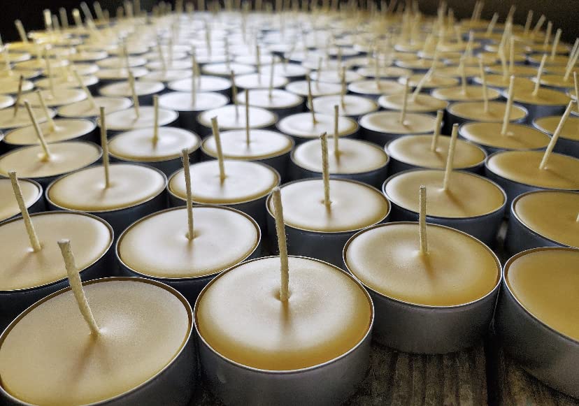 100% Pure Yellow Beeswax Tea Light Candles, Organic, Pure and Natural, Hand Poured and Hand Crafted, gift set ready (MIX (Plastic + Metal), 6 count)