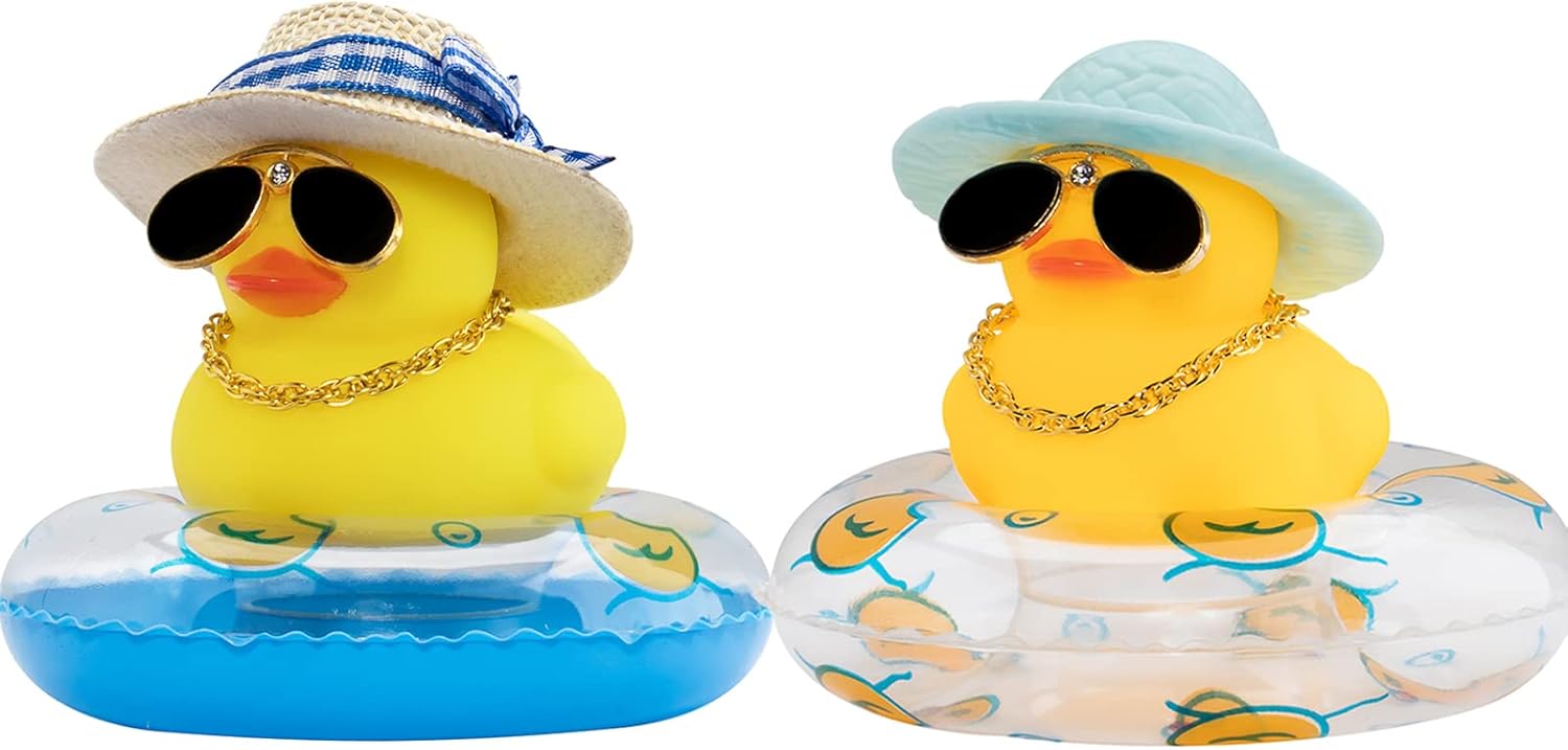 wonuu 2 adornos de pato para salpicadero de automóvil, adornos de goma para decoración de tablero de automóvil, accesorios de decoración con mini