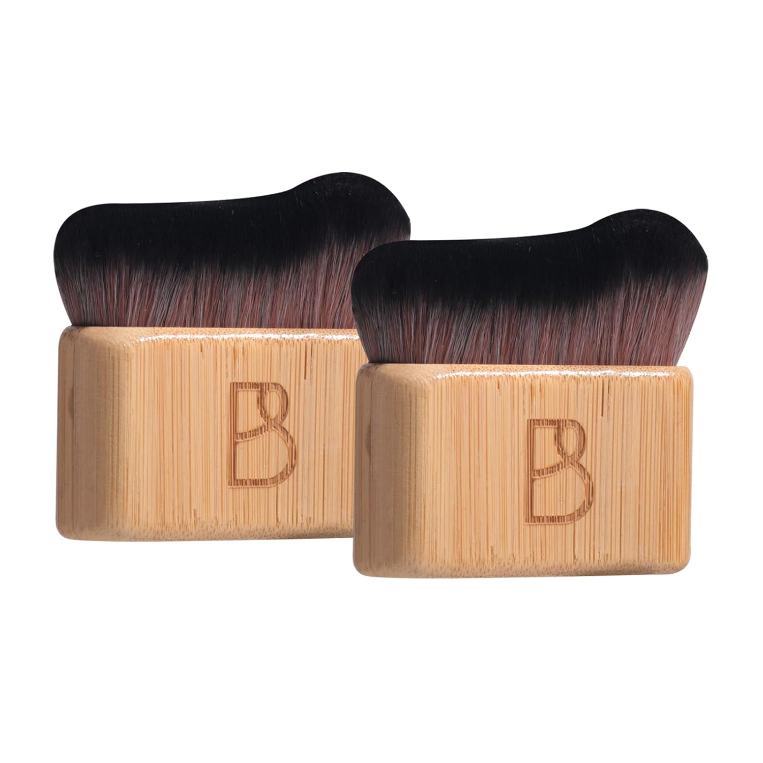 BS-MALL Juego de 2 brochas de maquillaje autobronceadoras para el cuerpo, mango de bambú natural ecológico, cerdas sintéticas ultrasuaves, perfecto
