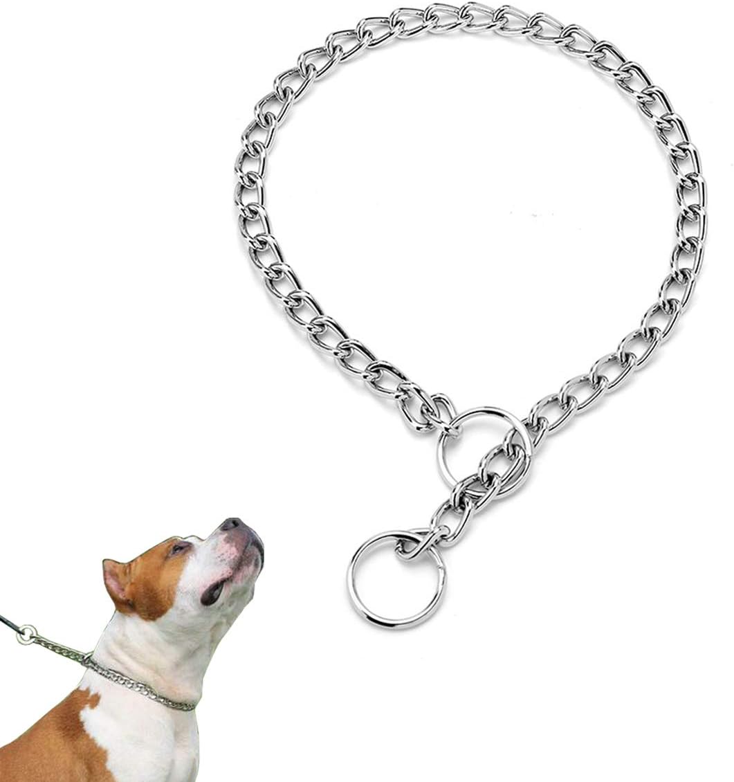 Collar de acero inoxidable con cadena en P para entrenamiento de perros (0.079 in x 16 pulgadas)