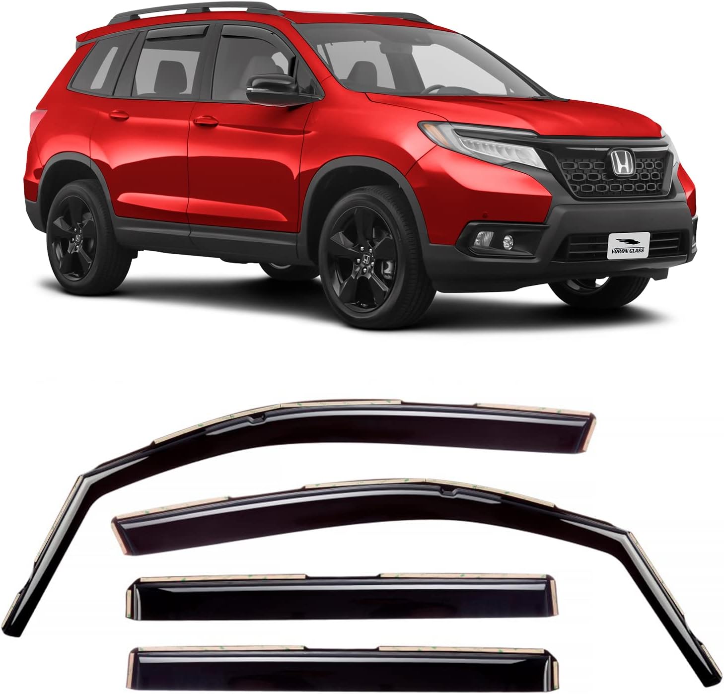 Voron Glass Protectores de lluvia extra duraderos en canal para Honda Passport 2019-2023, deflectores de ventana, viseras de ventana de ventilación,