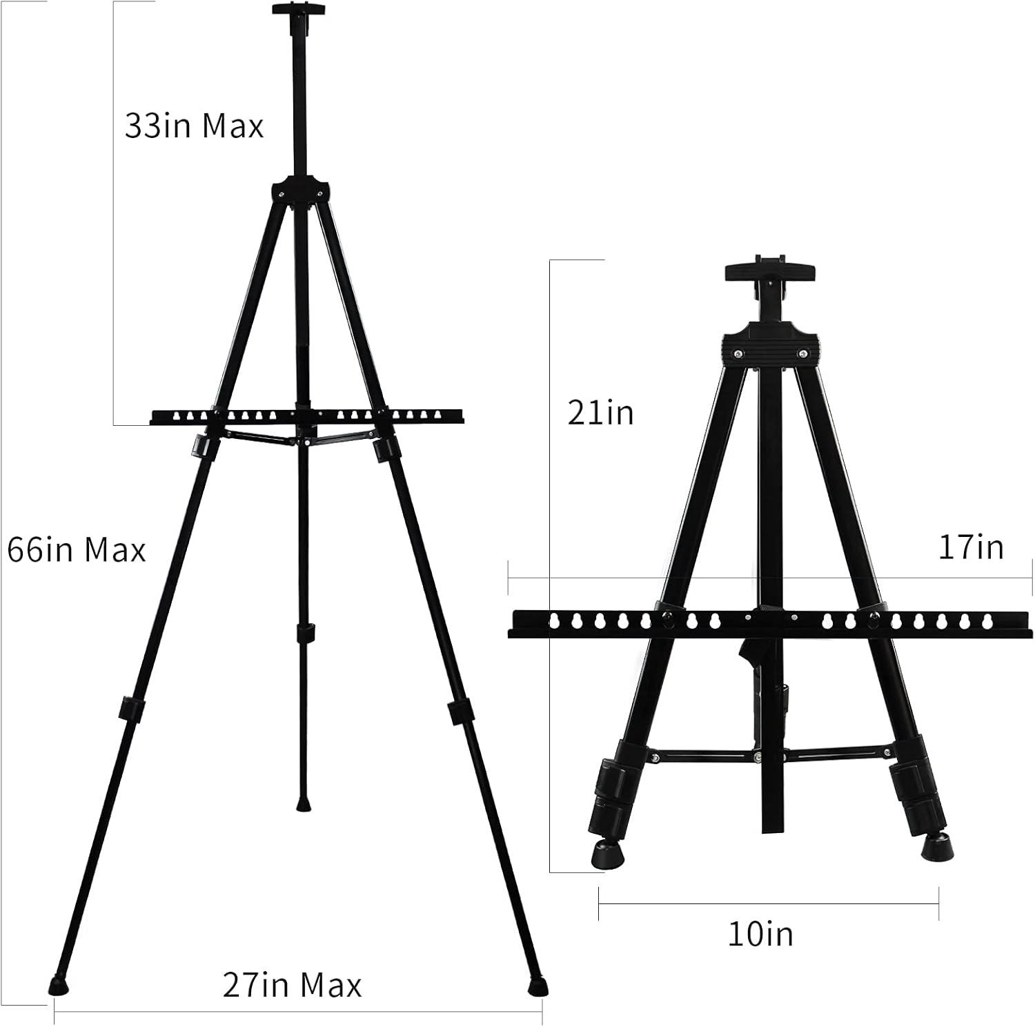 RRFTOK Soporte de caballete para artista, trípode de metal, caballete ajustable para pintar lienzos de altura de 21 a 66 pulgadas con triángulo