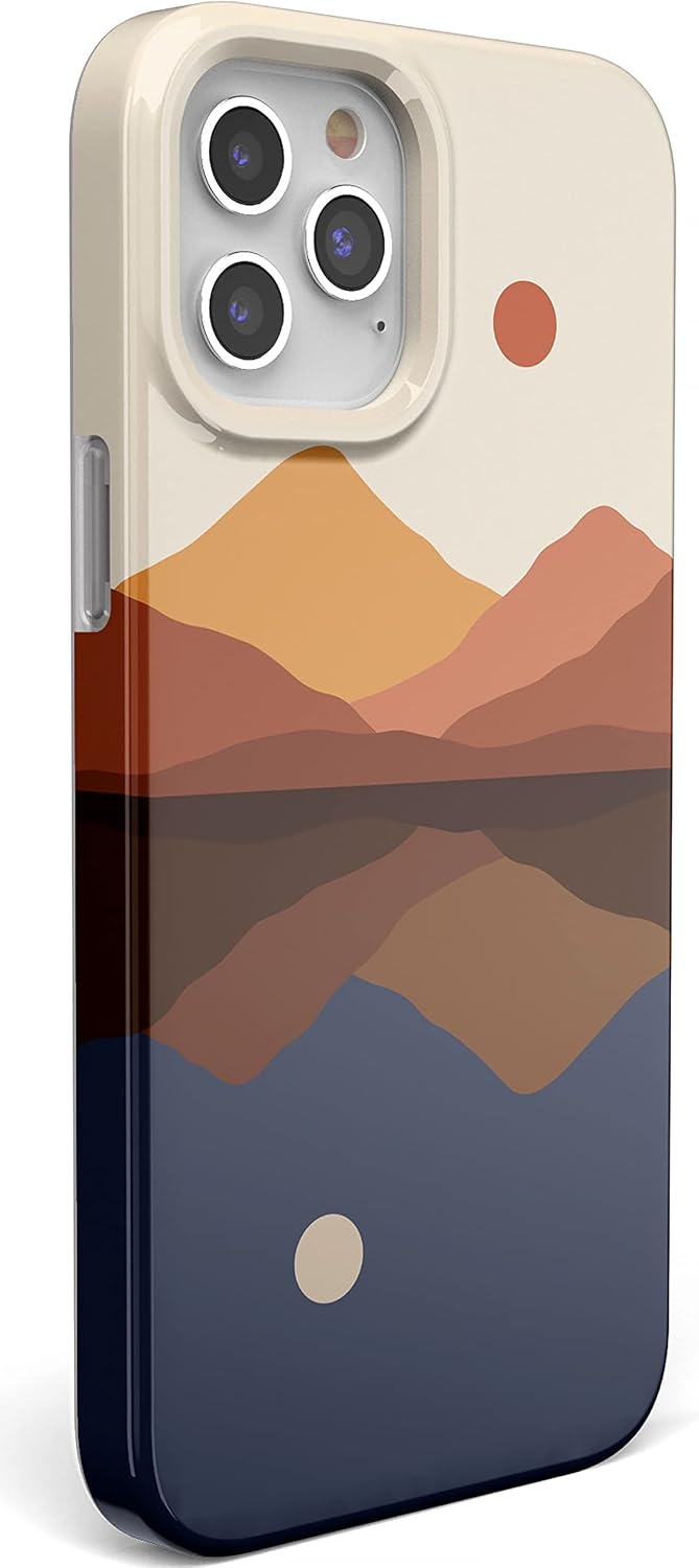 Casely Funda para iPhone 11 Pro Max  Los opuestos atraen  Funda de montaña con bloques de color de día y noche