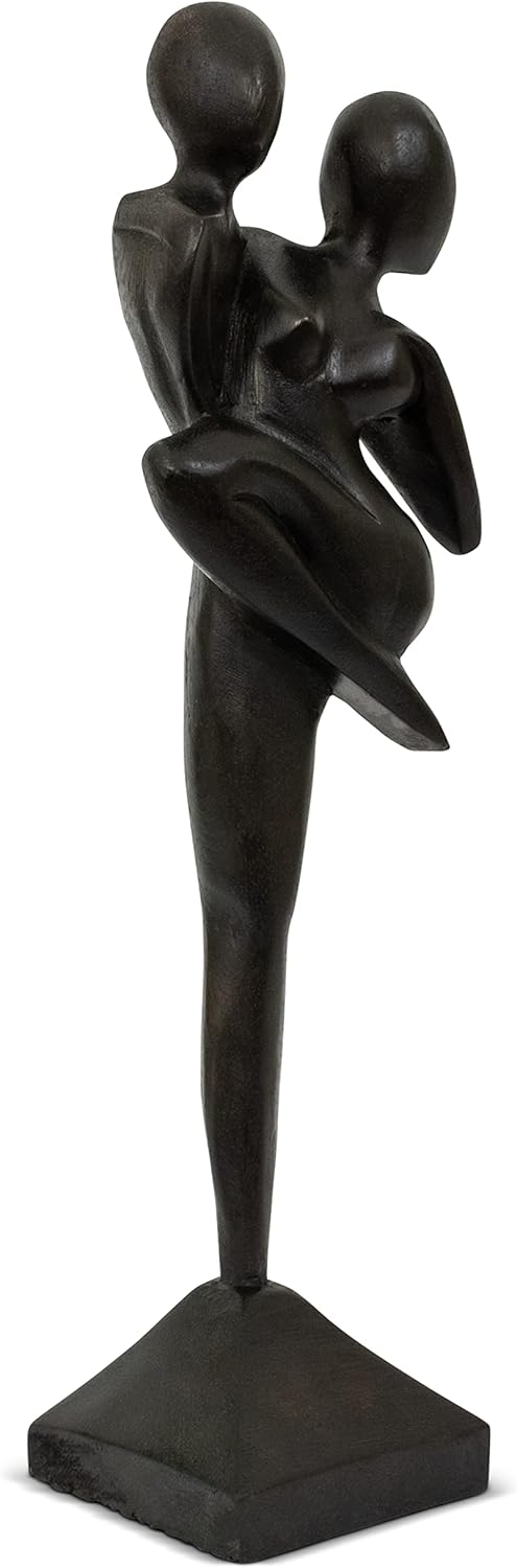 G6 Collection Estatua contemporánea abstracta tallada a mano de madera de 12 pulgadas Amor y Unión Estatuilla de regalo para decoración del hogar,