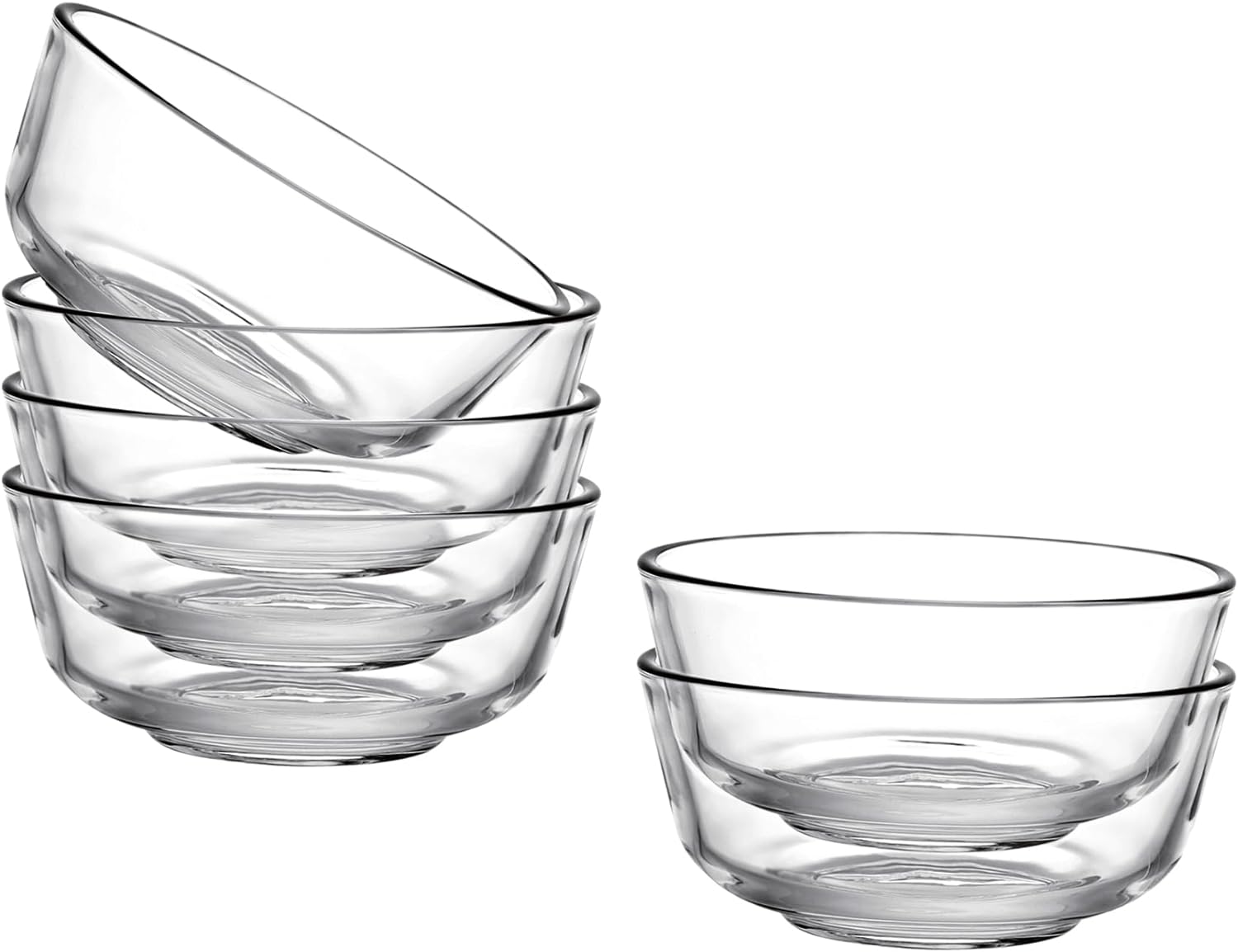 Cuencos pequeños de vidrio, cuencos de vidrio transparente, cuencos para servir postres, dulces, nueces, helado, aperitivos (6 unidades, 10 onzas)