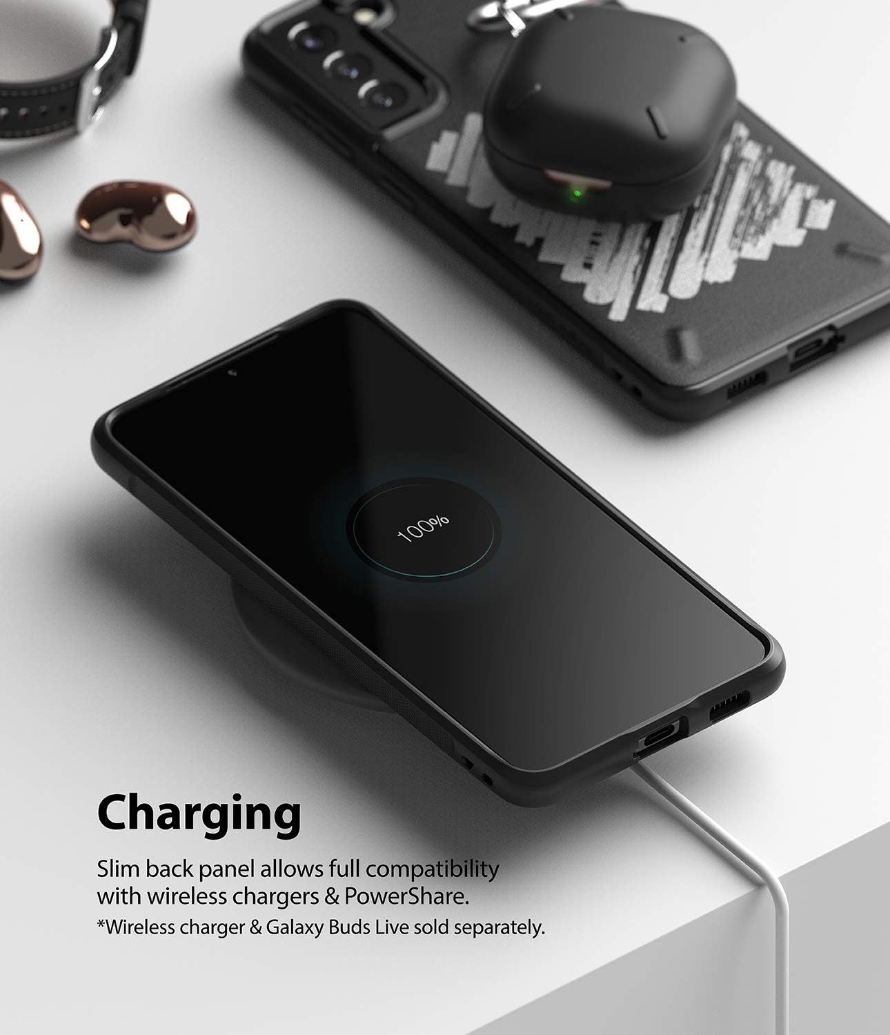 Ringke Onyx Design – Funda compatible con Galaxy S21 Plus, resistente y duradera, a prueba de golpes, con parte trasera de serigrafía, pintura