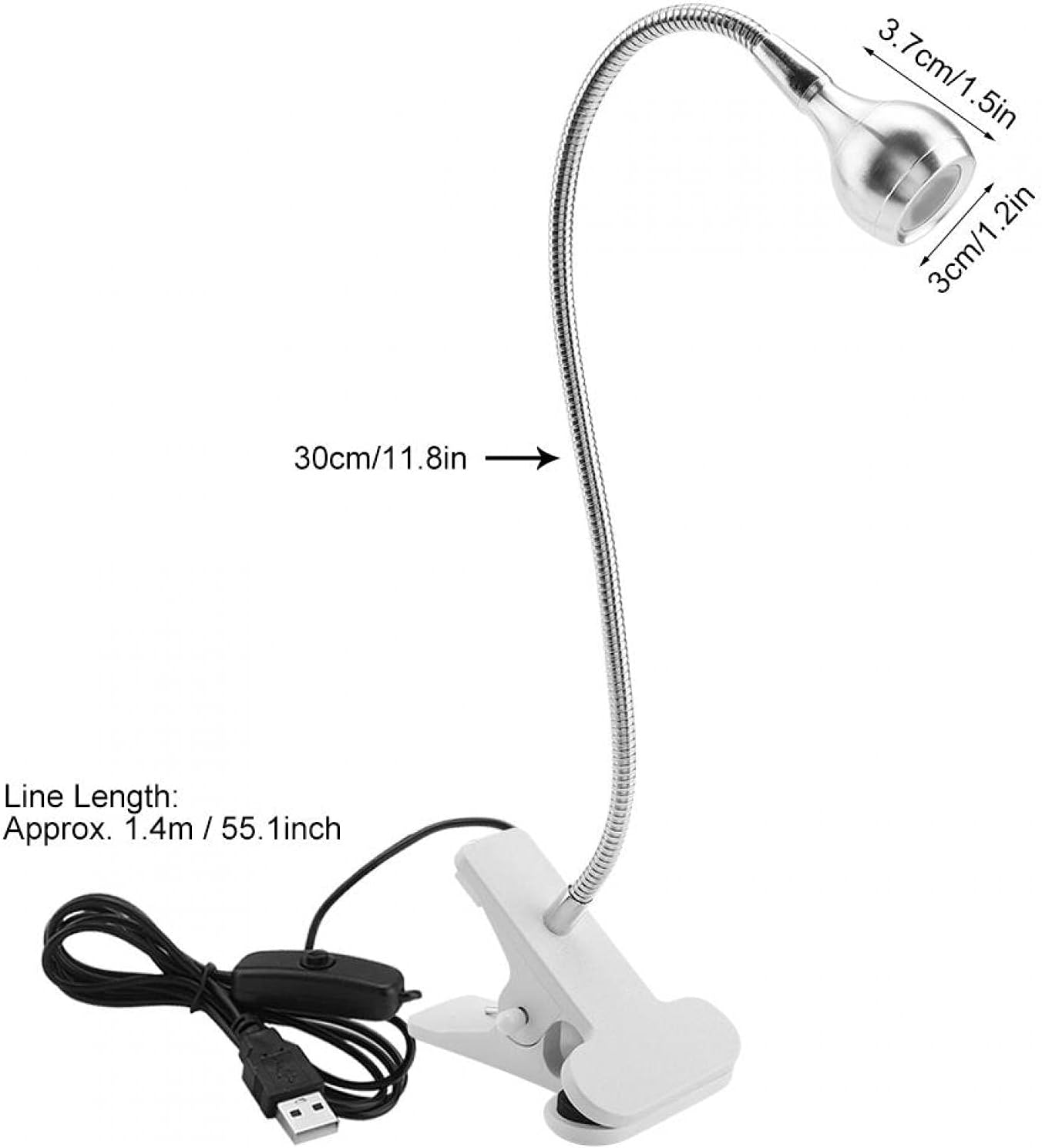 Mini lámpara de noche de escritorio con clip, luz LED USB de cuello de cisne para protección de ojos, lámpara de cabecera para estudio en casa
