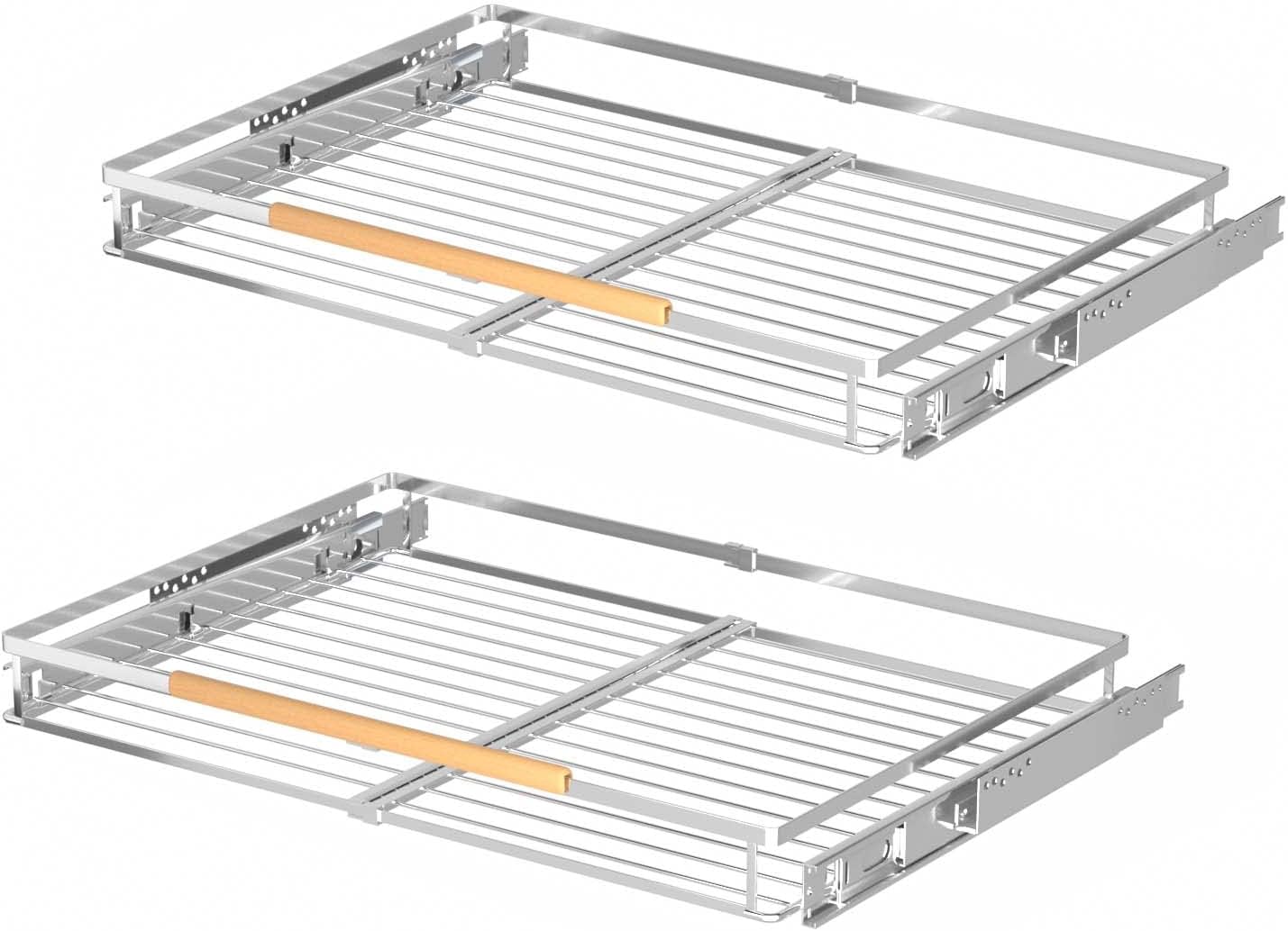 Organizador de cajones extraíble para gabinete de cocina, estantes de almacenamiento de acero inoxidable resistente para debajo del fregadero,