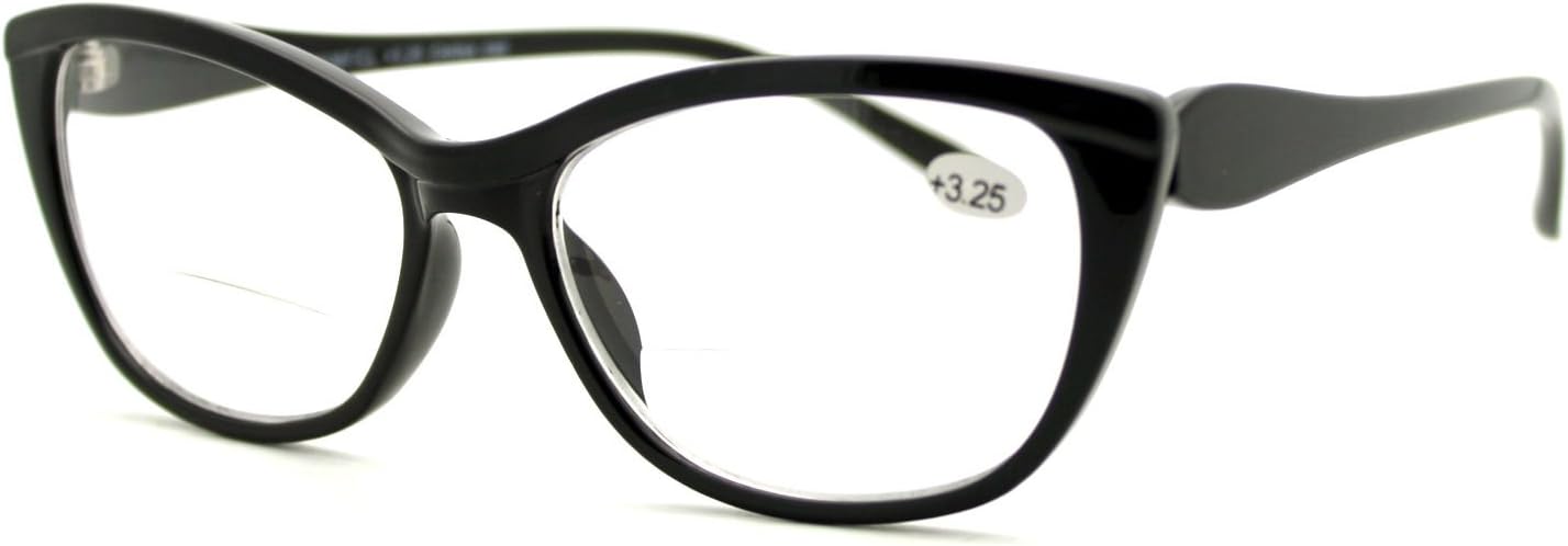 Gafas de lente transparente con lente de lectura bifocal para mujer, Cateye rectangular