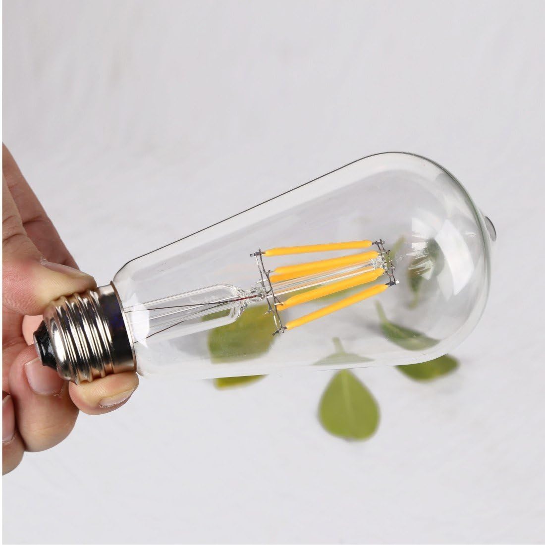 ZYCYLIGHT Bombilla LED regulable, bombilla LED Edison de 6 W, equivalente a incandescente de 60 vatios, bombilla de filamento LED vintage de 6 W,