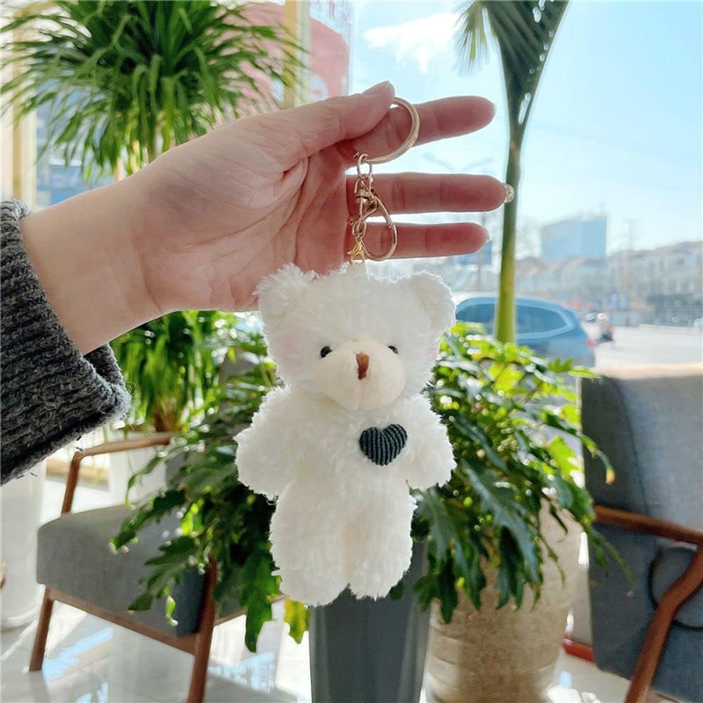 Lindo llavero de osos de peluche, pequeño oso de peluche suave, llavero de animales de peluche esponjosos, regalo para niñas y mujeres (oso marrón)