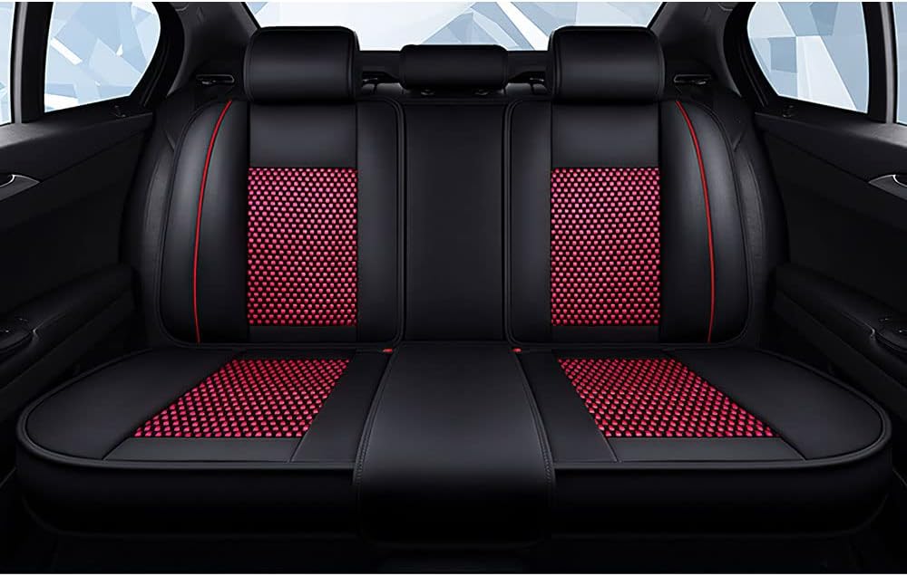 Fundas de asiento automotriz de lujo para Hyundai Santa Cruz 2002-2023, con 2 reposacabezas y 2 almohadas de respaldo (juego completonegro-rojo)