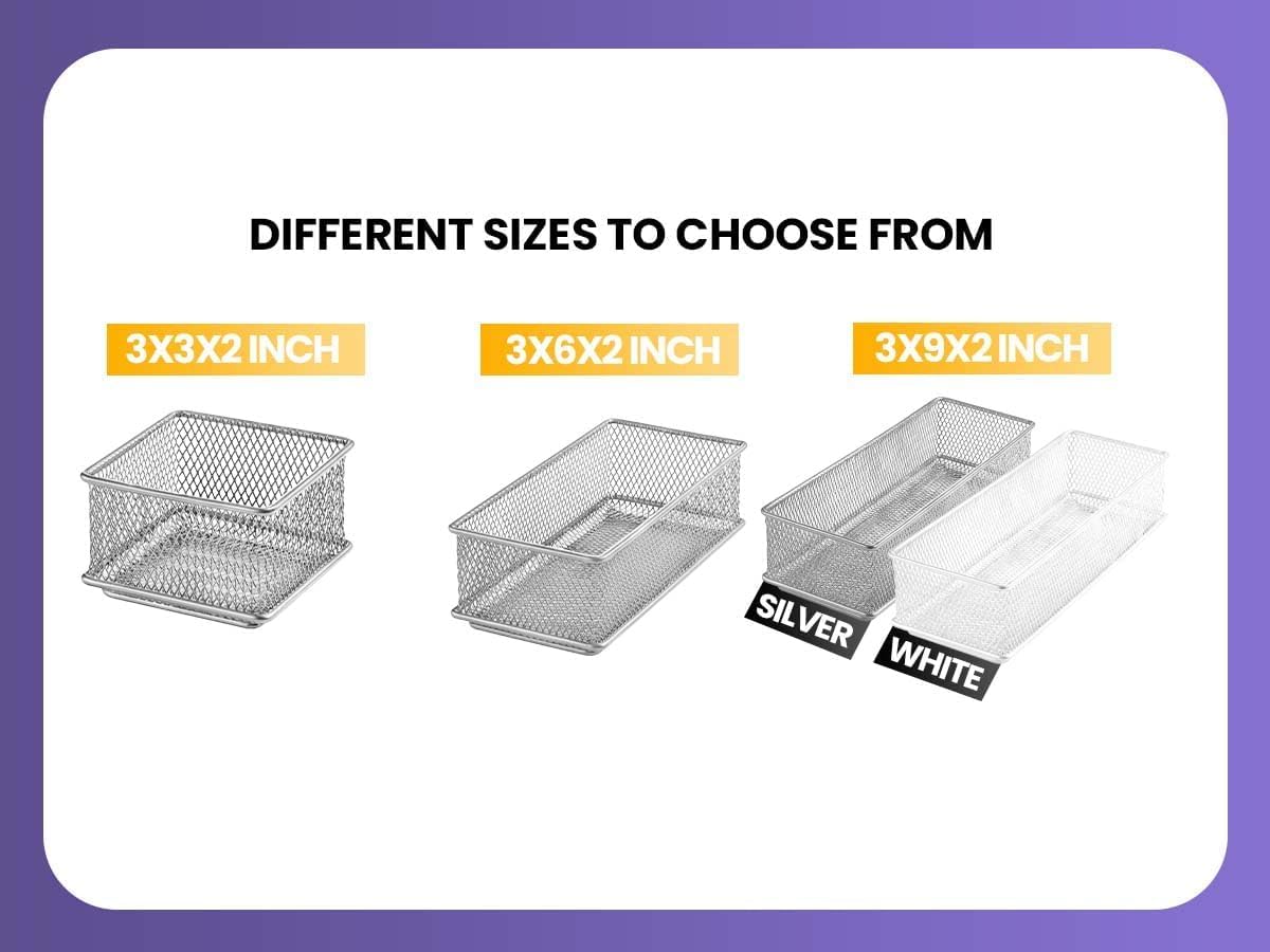 YBM HOME Organizador de cajones de malla plateada y almacenamiento para cajones de cocina, sirve como soporte de suministros escolares, cesta