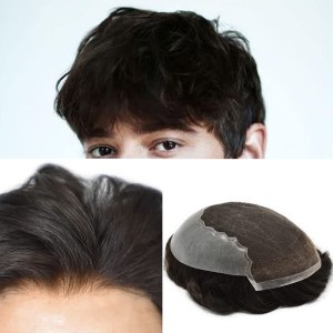 Tupé para hombres, cabello humano real, pieza de cabello para hombre, sistema de cabello de encaje suizo suave para hombres, sistema de reemplazo de Tupé para hombres, cabello humano real, pieza de cabello para hombre, sistema de cabello de encaje suizo suave para hombres, sistema de reemplazo de
