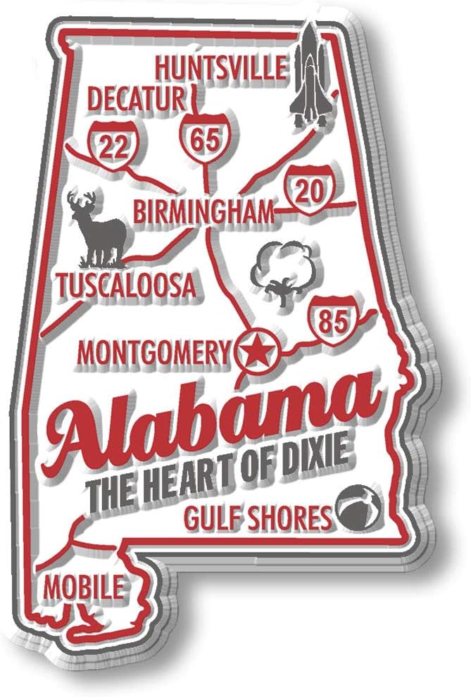 Imán Alabama Premium State de Classic Magnets, 1.8 x 2.8 pulgadas, recuerdos coleccionables fabricados en los Estados Unidos