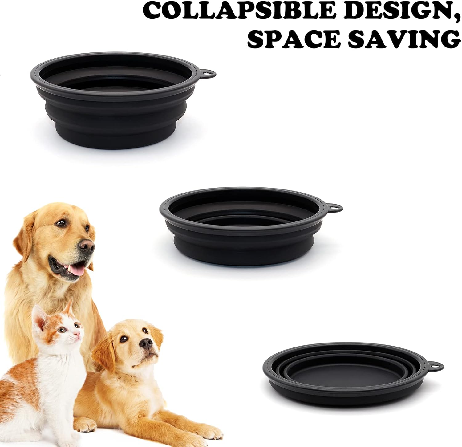 COLLAPSIBLE Paquete de 2 cuencos de viaje para perros pequeños, cuencos plegables para agua para gatos, plato portátil para alimentación de mascotas