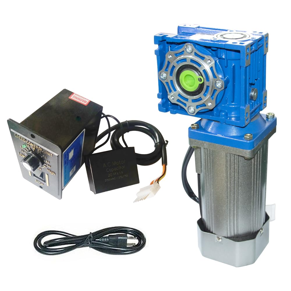 Bemonoc Motor eléctrico de engranaje helicoidal de CA 110V de alto par 180W RV040 Caja de cambios de baja velocidad 12 RPM con kits de controlador