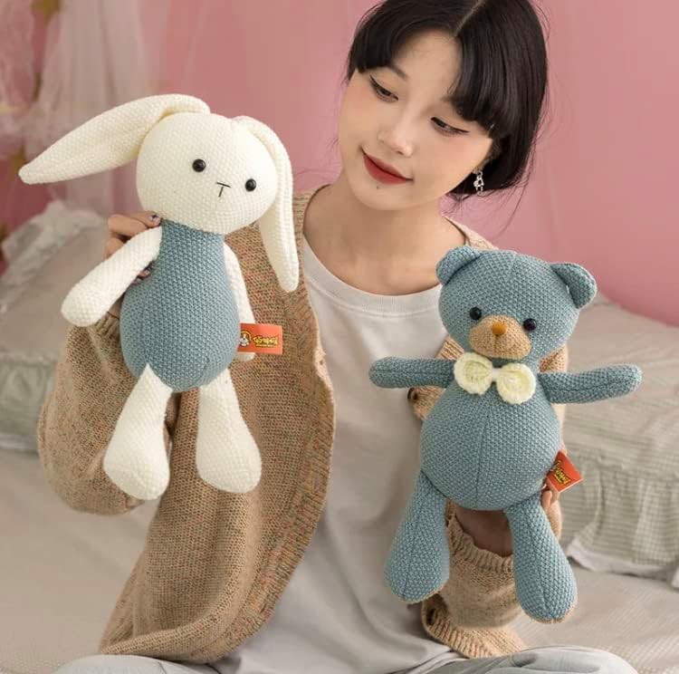 Crochet Animal Toy Plush Knit Handmade stuffet Multicolor Animal Doll para bebés niños (excelente calidad) (oso azul)