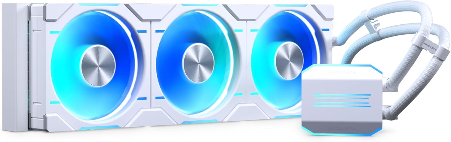 Phanteks (PH-GO360D30_DWT01) Glacier One 360D30 Premium D-RGB AIO Enfriador líquido de CPU, diseño de tapa de bomba DRGB, 3 ventiladores D30 4.724