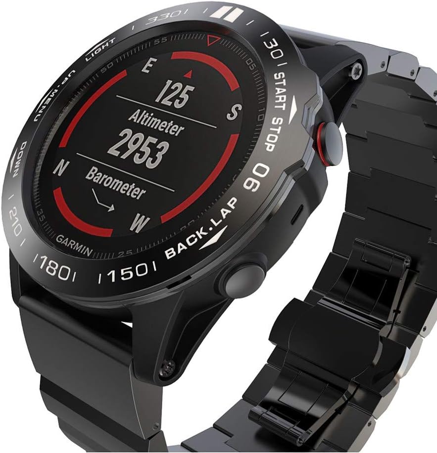 Abanen Para Fenix 5XFenix 5X Plus Bisel de reloj, cubierta adhesiva pulida de acero inoxidable antiarañazos, anillo de cubierta protectora para