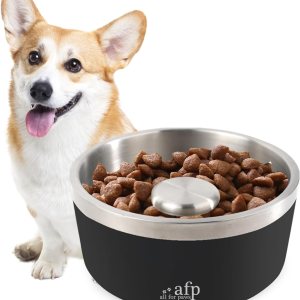 ALL FOR PAWS Tazón de acero inoxidable de alimentación lenta para perros y gatos, antideslizante, resistente, comedero de agua para perros y gatos ALL FOR PAWS Tazón de acero inoxidable de alimentación lenta para perros y gatos, antideslizante, resistente, comedero de agua para perros y gatos